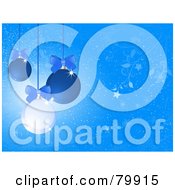 Royalty Free RF Stock Illustration Of A Blue Background Of Sparkly Blue And White Christmas Balls With Bows