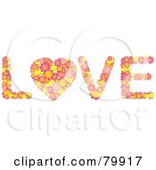 Poster, Art Print Of Colorful Flowers Spelling The Word Love With The O As A Heart
