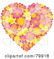 Pink And Yellow Heart Made Of Daisies
