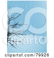 Poster, Art Print Of Bare Tree Framing The Scene Of Footprints Leading Up A Snowy Hillside