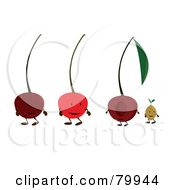 Poster, Art Print Of Digital Collage Of Four Cherry Fruit Characters