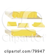 Royalty Free RF Clipart Illustration Of A Digital Collage Of Sliced Cubed And Whole Butter Sticks