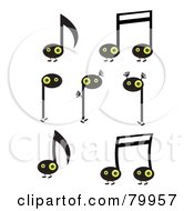 Poster, Art Print Of Digital Collage Of Happy Yellow Eyed Music Note Characters