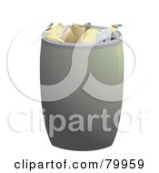 Poster, Art Print Of Full Metal Trash Can With Cans And Garbage