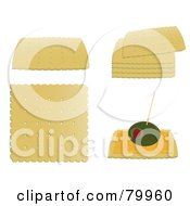 Digital Collage Of Single Stacked And Garnished Crackers