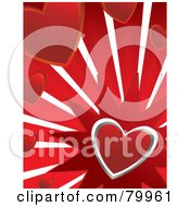 Poster, Art Print Of Silver Heart Bursting On Red With Other Hearts