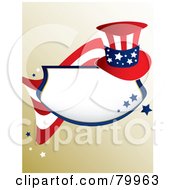 Poster, Art Print Of Patriotic American Plaque With Blue Stars A Flag And Hat On Gradient Brown