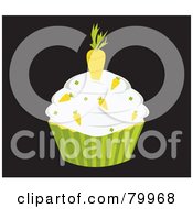 Poster, Art Print Of Carrot Cake Cupcake With A Carrot On Top
