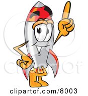 Rocket Mascot Cartoon Character Pointing Upwards