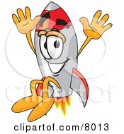 Rocket Mascot Cartoon Character Jumping by Mascot Junction