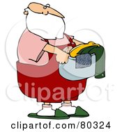 Poster, Art Print Of Santa Carrying A Laundry Basket Of Clothes