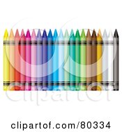 Poster, Art Print Of Row Of Colorful Crayons With Blank Paper Wraps