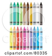 Poster, Art Print Of Digital Collage Of Rows Of Colorful Crayons With Paper Wraps