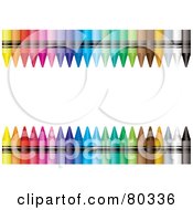 Royalty Free RF Clipart Illustration Of A White Text Box With Upper And Lower Colorful Crayon Borders by michaeltravers #COLLC80336-0111
