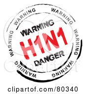 Royalty Free RF Clipart Illustration Of A Red And Black Circular Warning H1N1 Stamp