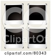 Poster, Art Print Of Four Blank Polaroid Pictures With Corner Clasps On Ruled Pape