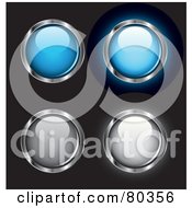 Digital Collage Of Four Shiny Chrome Blue And Gray Hovering Website Buttons by TA Images