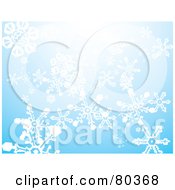 Bright Blue Winter Background Of Falling Snowflakes