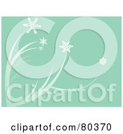 Royalty Free RF Stock Illustration Of A Green Winter Background Of Snowflakes And Branches by xunantunich