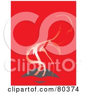 Poster, Art Print Of Smoke Rising Out Of A Womans Mouth On Red