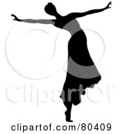 Poster, Art Print Of Black Silhouette Of A Female Ballerina Wearing Her Hair In A Bun And Dancing In A Skirt