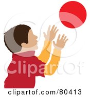 Poster, Art Print Of Caucasian Boy Catching A Ball