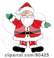 Royalty Free RF Clipart Illustration Of A Waving Friendly Fat Santa