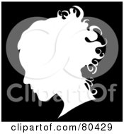 Royalty Free RF Clipart Illustration Of A White Silhouette Of A Womans Profiled Face On Black