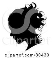 Poster, Art Print Of Black Silhouette Of A Womans Profiled Face On White