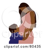 Poster, Art Print Of Hispanic Boy Hugging His Pregnant Mom