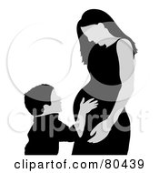 Poster, Art Print Of Gray And Black Boy Touching His Pregnant Mom