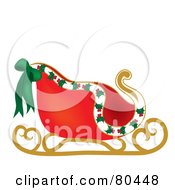 Poster, Art Print Of Santas Sleigh With Holly And A Bow