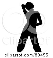 Poster, Art Print Of Black Silhouette Of A Dancing Woman Holding Her Hand Behind Her Head