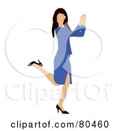 Brunette Businesswoman Kicking Up Her Heels And Doing A Happy Dance
