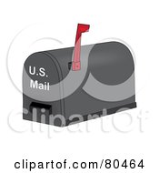 Poster, Art Print Of Gray Mailbox With A Flag And Slot
