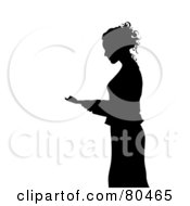 Poster, Art Print Of Black Silhouette Of A Businesswoman Standing And Reading