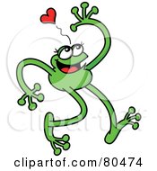Leggy Green Frog Waving Under A Heart