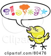 Poster, Art Print Of Yellow Chicken With Mad Symbols In A Word Balloon