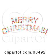 Poster, Art Print Of Colorful Merry Christmas Greeting Made Of Toys And Baubles