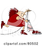 Royalty Free RF Clipart Illustration Of A Cupid In Red Vacuuming by djart