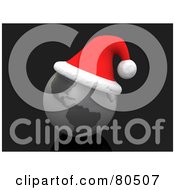 Royalty Free RF Clipart Illustration Of A 3d Computer Generated Shiny Silver Globe Wearing A Santa Hat On A Black Surface