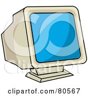 Royalty Free RF Clipart Illustration Of An Old Fashioned Computer Monitor Screen by Pams Clipart