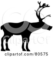 Poster, Art Print Of Black Silhouette Of A Profiled Reindeer