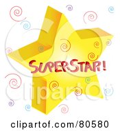 Poster, Art Print Of Golden Superstar With Colorful Swirls