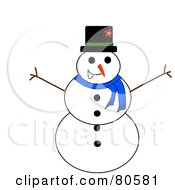 Poster, Art Print Of Jolly Christmas Snowman With Twig Arms