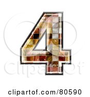 Royalty Free RF Clipart Illustration Of A Ceramic Tile Symbol Number 4 by chrisroll