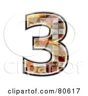 Royalty Free RF Clipart Illustration Of A Ceramic Tile Symbol Number 3