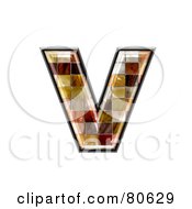 Royalty Free RF Clipart Illustration Of A Ceramic Tile Symbol Lowercase Letter V