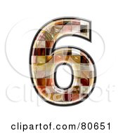 Royalty Free RF Clipart Illustration Of A Ceramic Tile Symbol Number 6