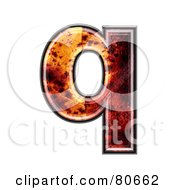 Autumn Leaf Texture Symbol Lowercase Letter Q